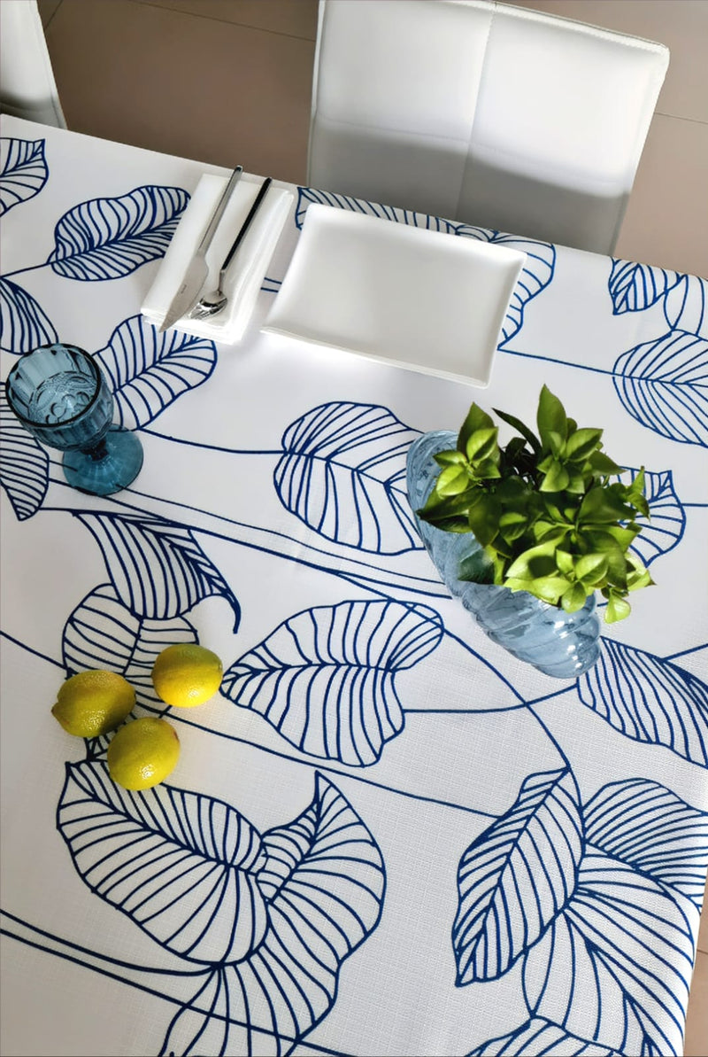 BLUE LEAVES TABLECLOTH| BLUE "LEAVES" TABLECLOTH| BLUE TABLECLOTH