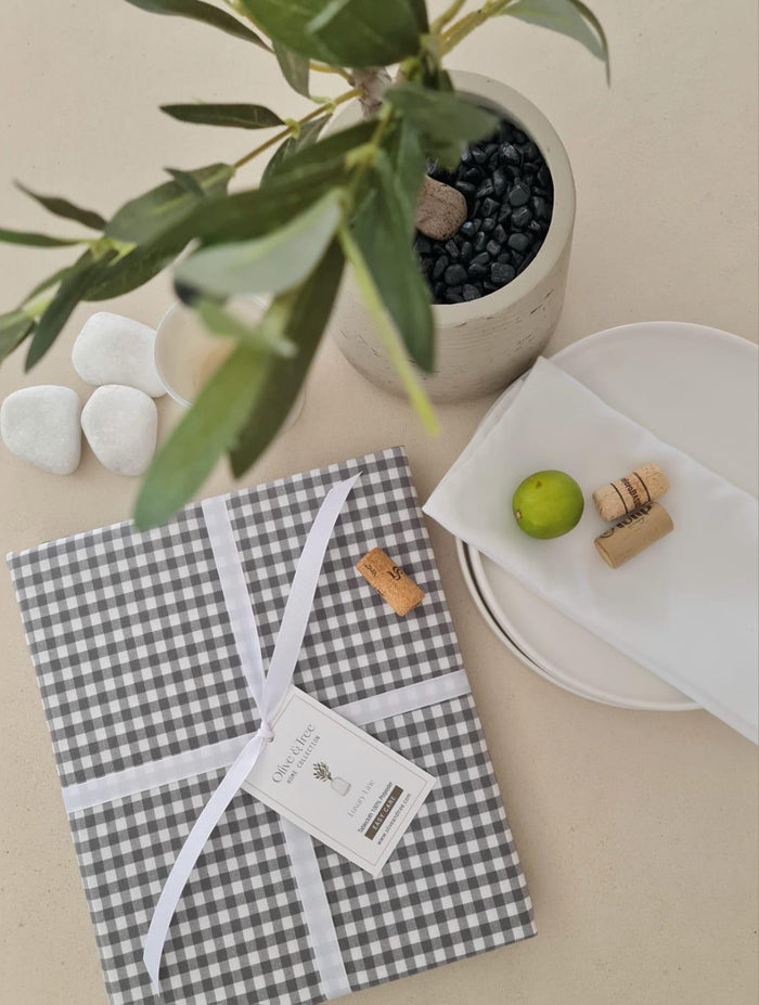 GRAY MILAN TABLECLOTH| GRAY "MILAN" SMALL SQUARE TABLECLOTH
