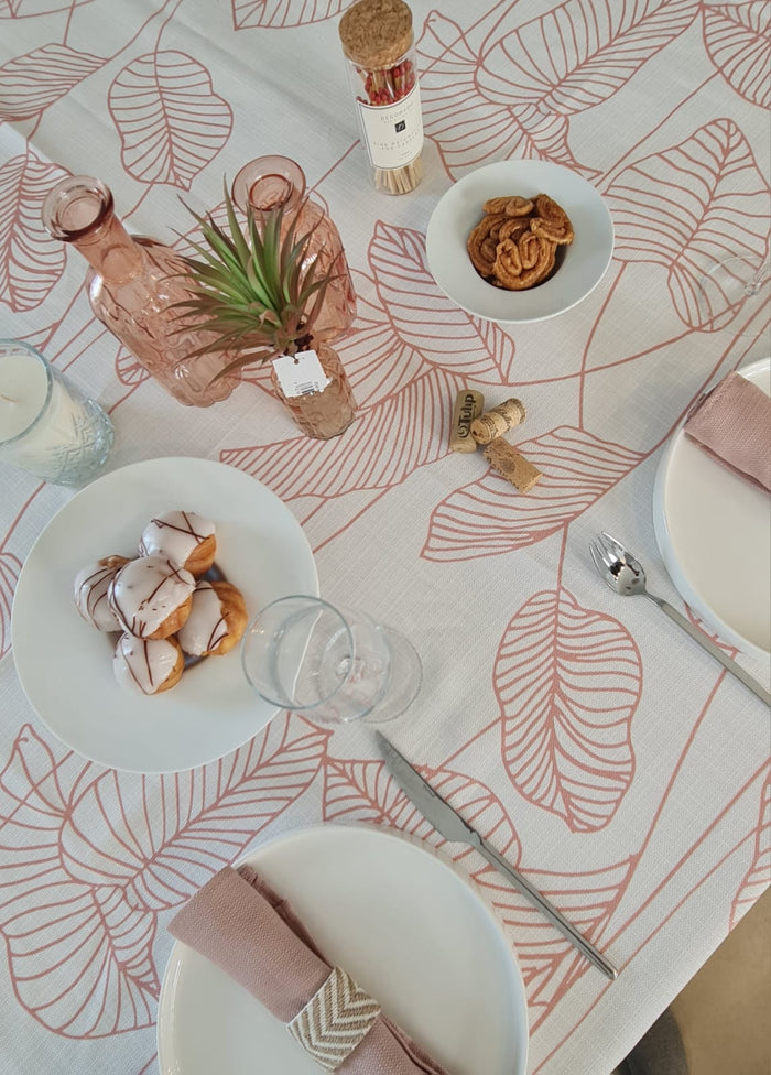 ROSE LEAVES TABLECLOTH| ROSE "LEAVES" TABLECLOTH| LEAVES TABLECLOTH
