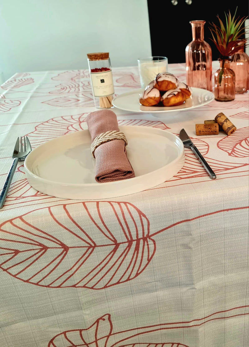 ROSE LEAVES TABLECLOTH| ROSE "LEAVES" TABLECLOTH| LEAVES TABLECLOTH