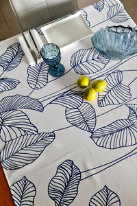 BLUE LEAVES TABLECLOTH| BLUE "LEAVES" TABLECLOTH| BLUE TABLECLOTH