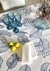 BLUE LEAVES TABLECLOTH| BLUE "LEAVES" TABLECLOTH| BLUE TABLECLOTH