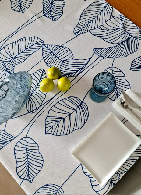 BLUE LEAVES TABLECLOTH| BLUE "LEAVES" TABLECLOTH| BLUE TABLECLOTH