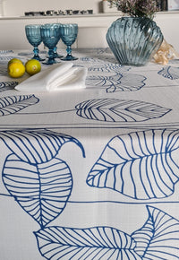 BLUE LEAVES TABLECLOTH| BLUE "LEAVES" TABLECLOTH| BLUE TABLECLOTH