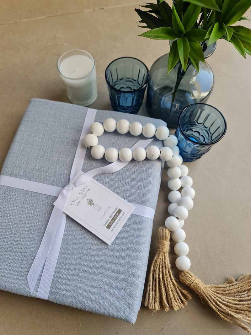 SKY BLUE TABLECLOTH| SKY BLUE "TUSCANY" TABLECLOTH| TUSCANY TABLECLOTH