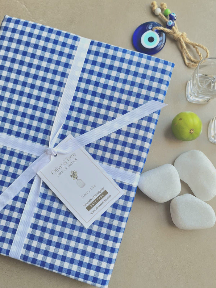 BLUE MILAN TABLECLOTH| BLUE "MILAN" SMALL SQUARE TABLECLOTH