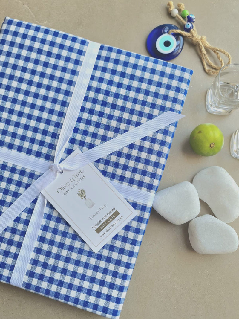 BLUE MILAN TABLECLOTH| BLUE "MILAN" SMALL SQUARE TABLECLOTH